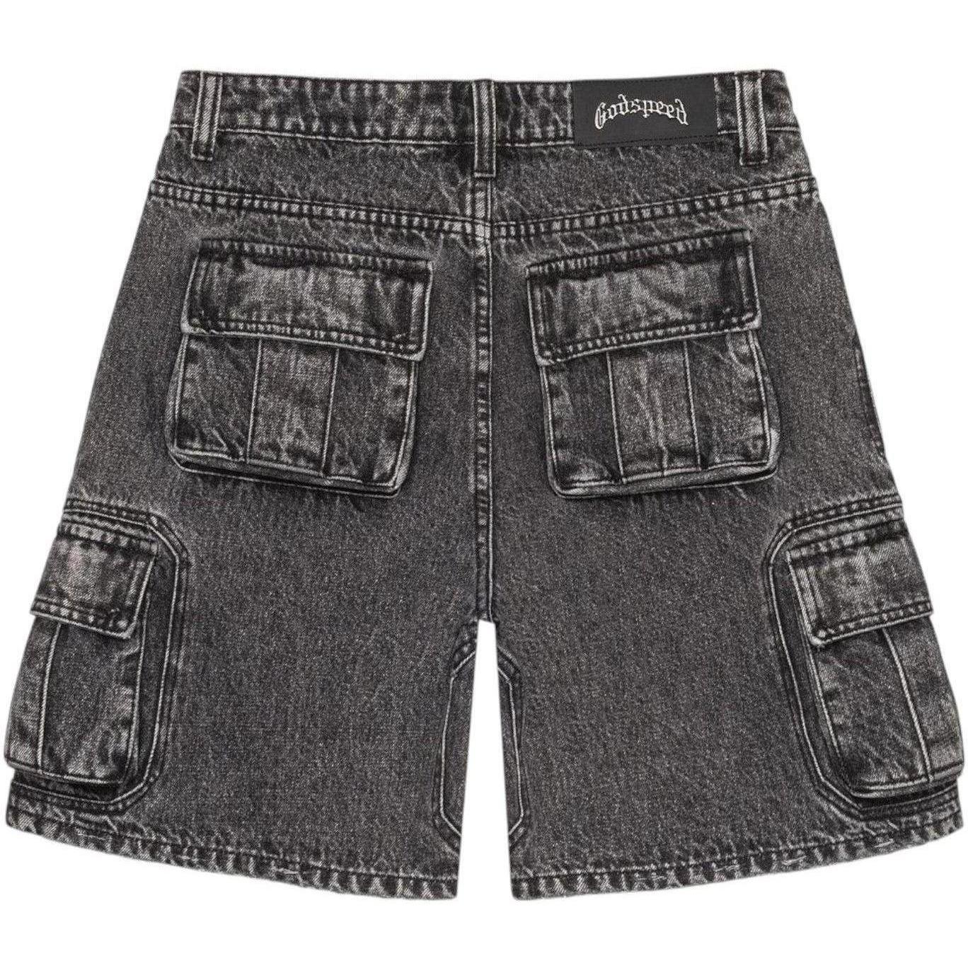 Godspeed Octagon Cargo Denim Shorts (Grey Wash)