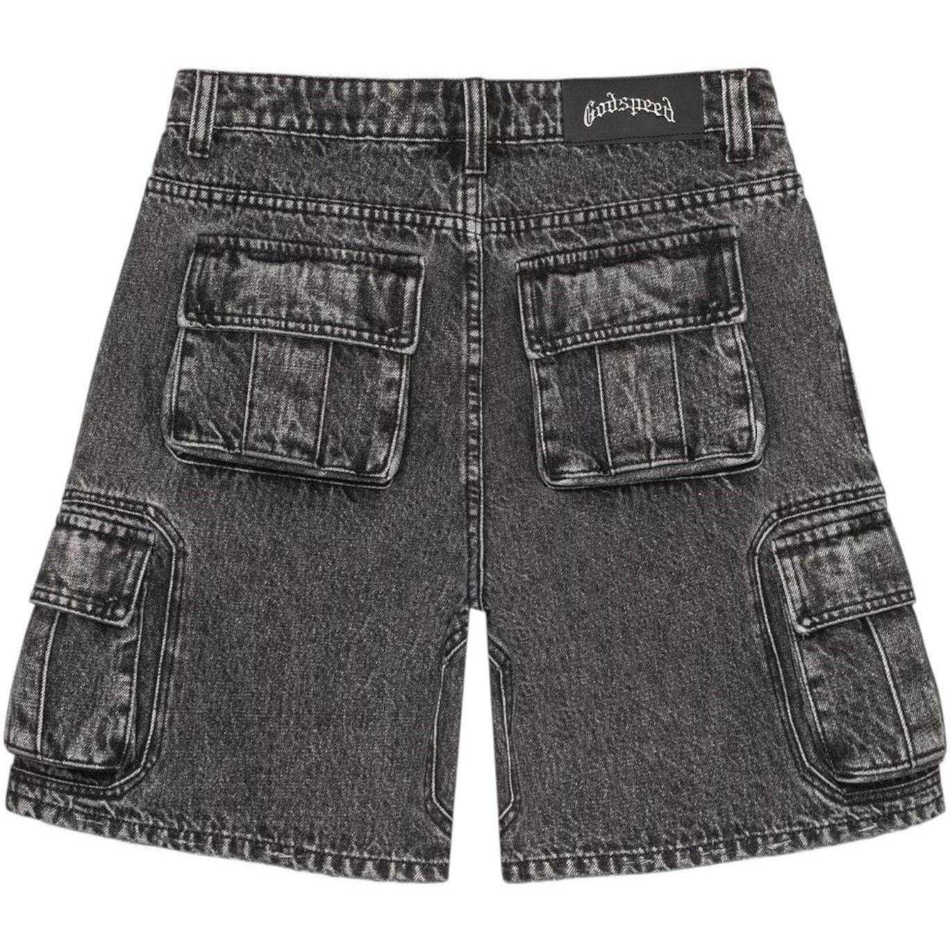 Godspeed Octagon Cargo Denim Shorts (Grey Wash)