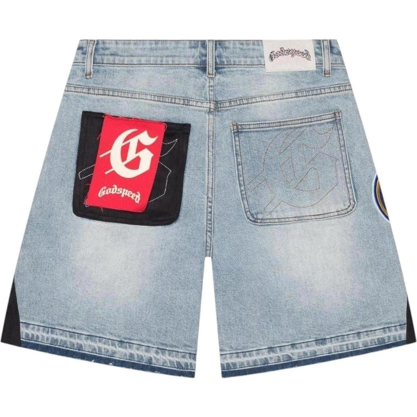 Godspeed Patchwork Denim Shorts V2 Blue