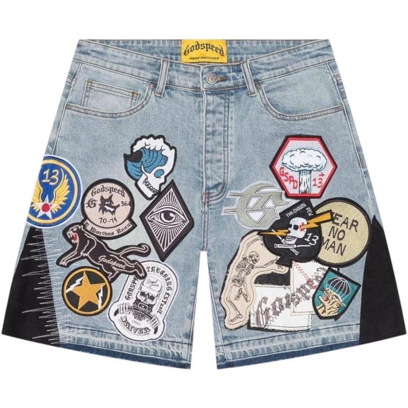 Godspeed Patchwork Denim Shorts V2 Blue