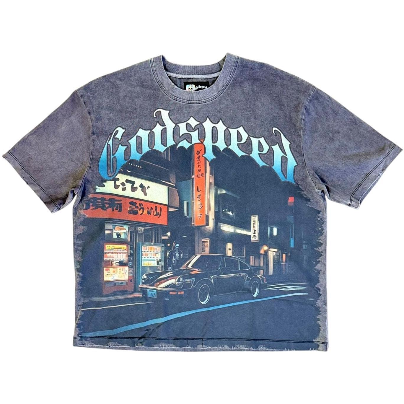 Godspeed Pit Stop Tokyo T-Shirt Grey Wash