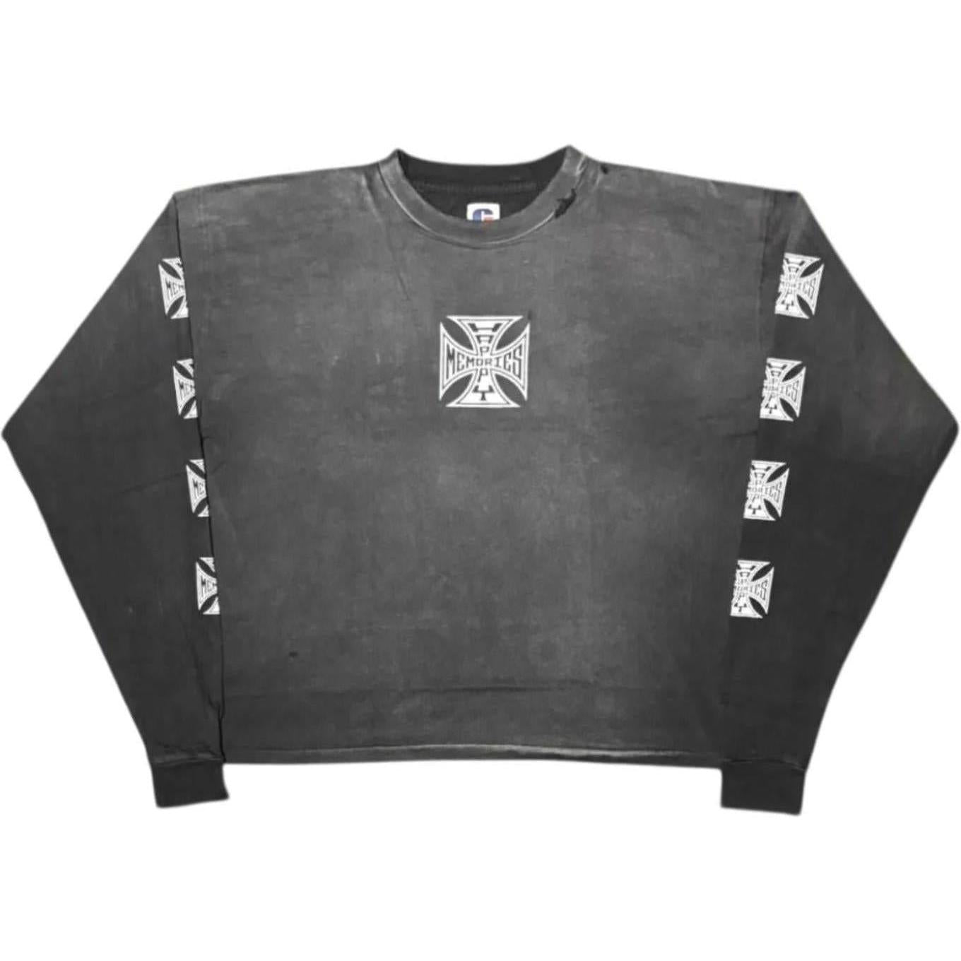 mediam✨Memories Long Tee Happy Memories Don't Die HMDD Biker Longsleeve T-Shirt Washed Black