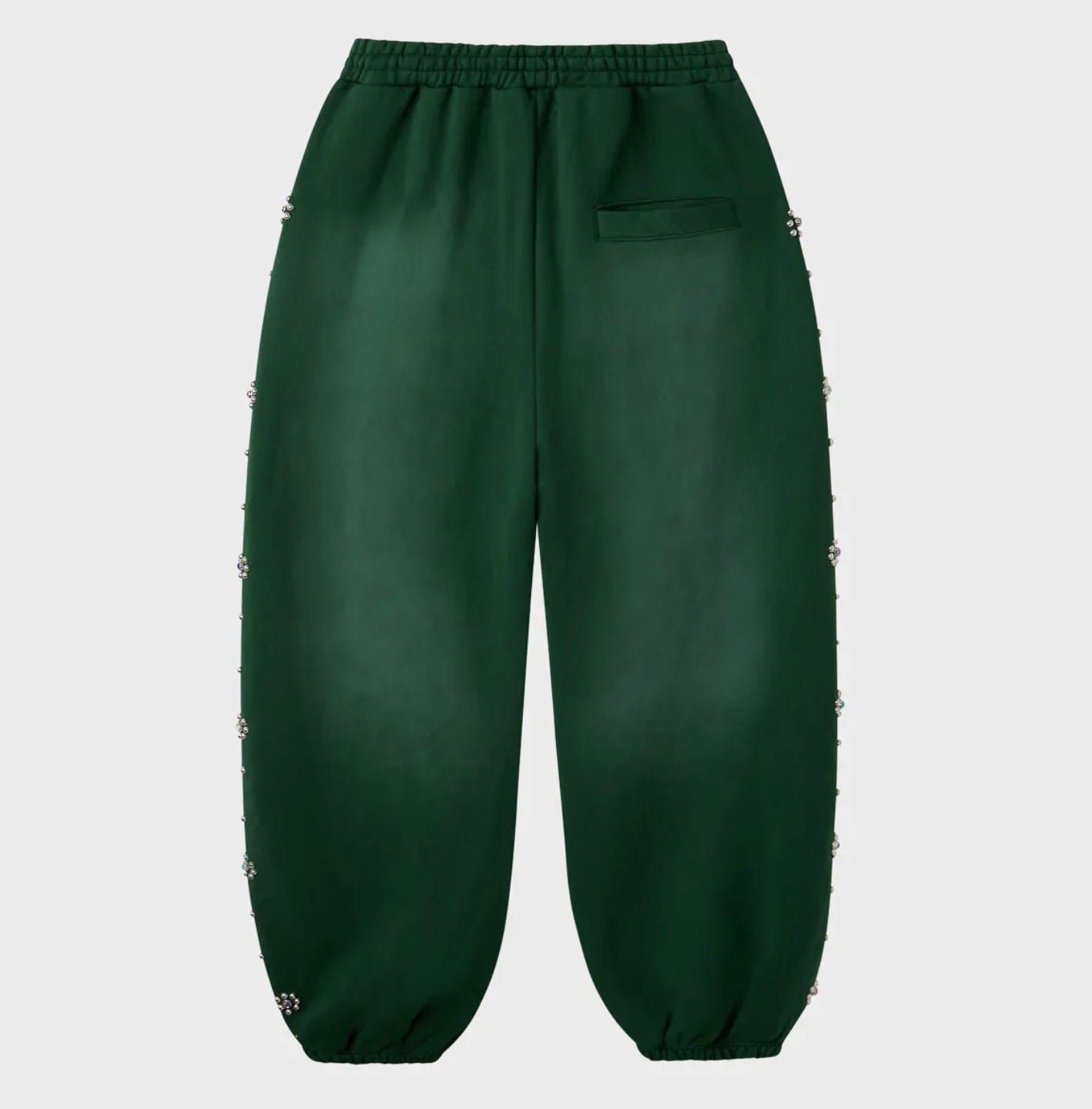 Happy Memories Don't Die HMDD Green Flower Studded Scrunch Sweatpants