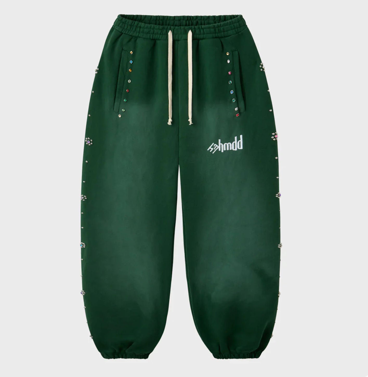 Happy Memories Don't Die HMDD Green Flower Studded Scrunch Sweatpants