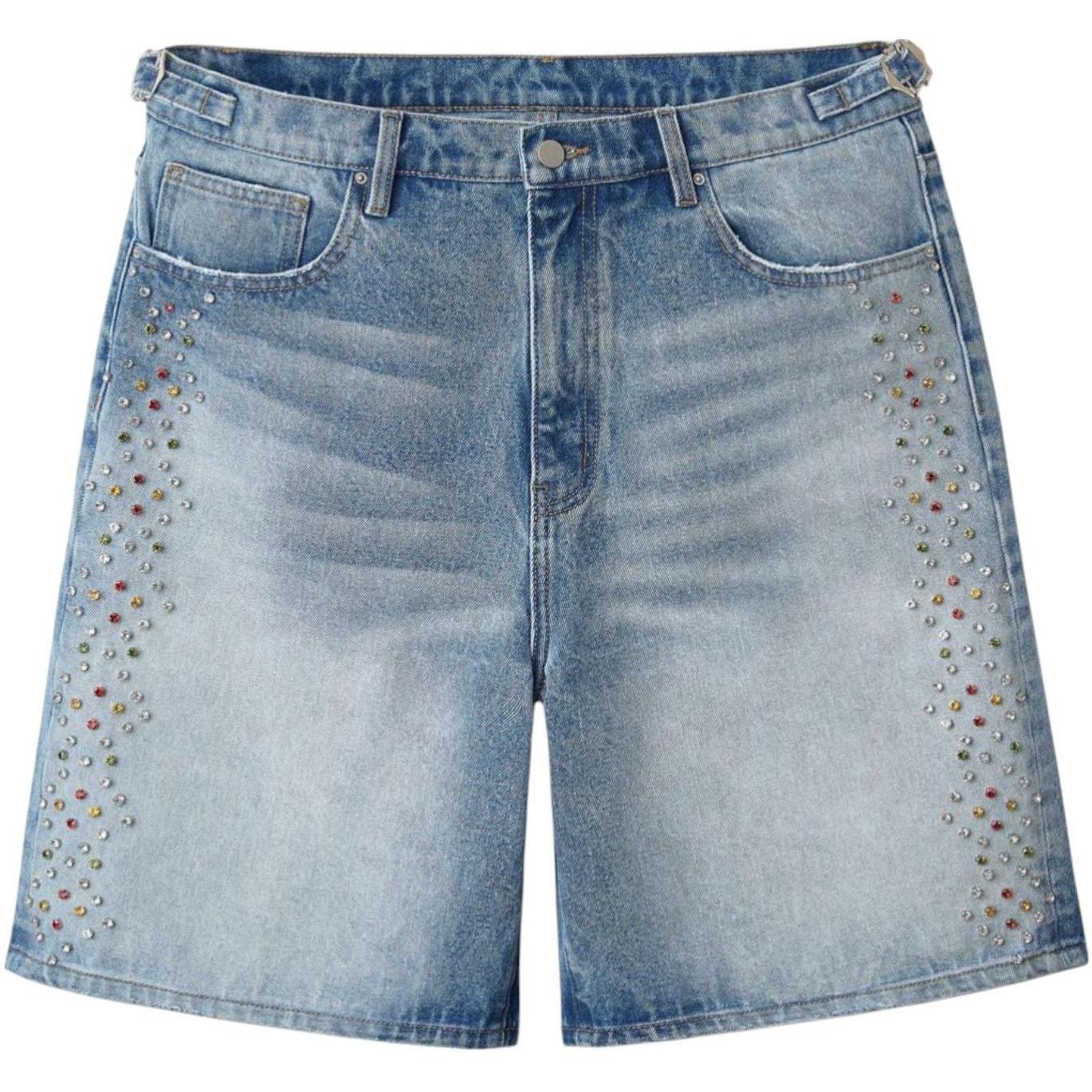 Happy Memories Don't Die HMDD H-Star Crystal Jean Shorts Blue