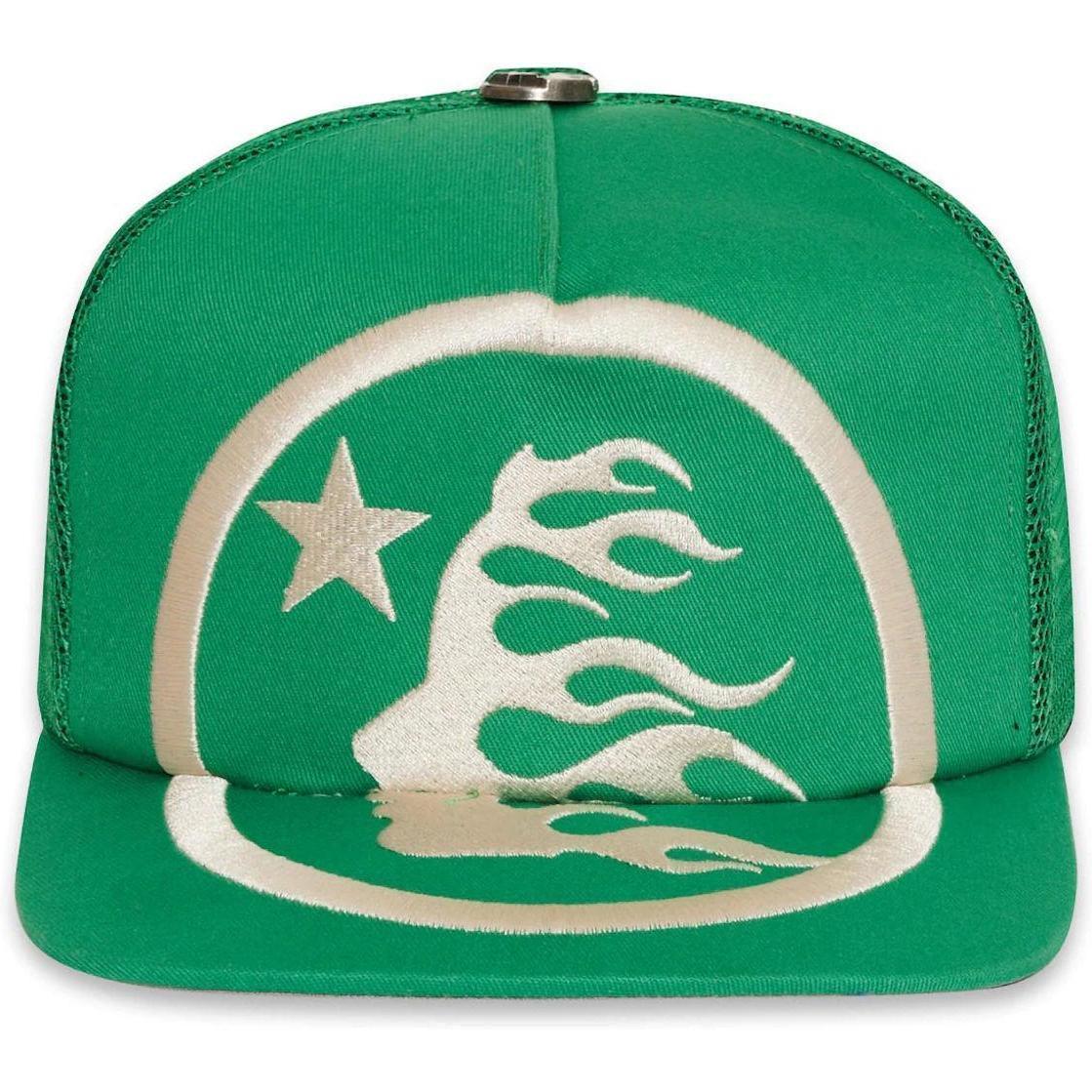 Hellstar Big Logo Trucker Snapback Hat Green