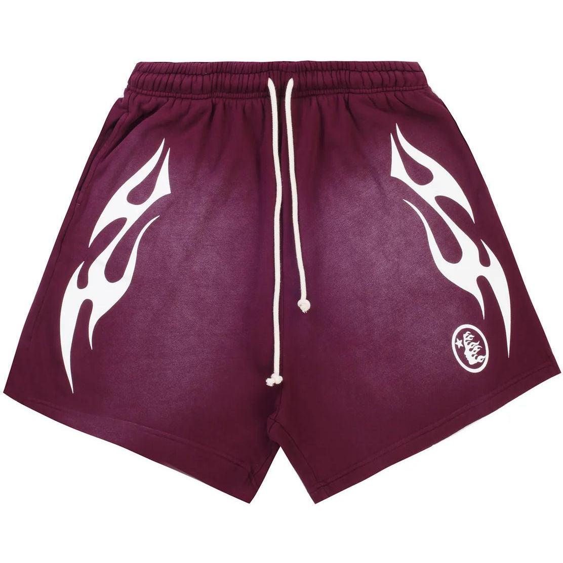 Hellstar Flame Shorts Burgundy White