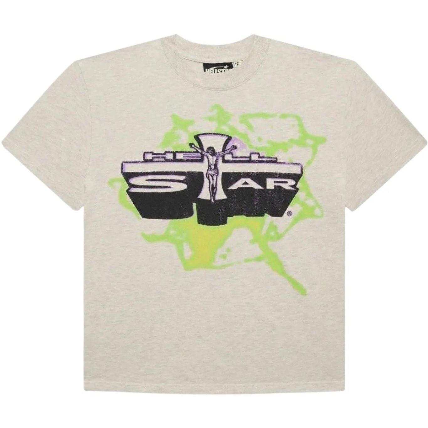 Hellstar Jesus Emblem T-Shirt Grey Green Purple