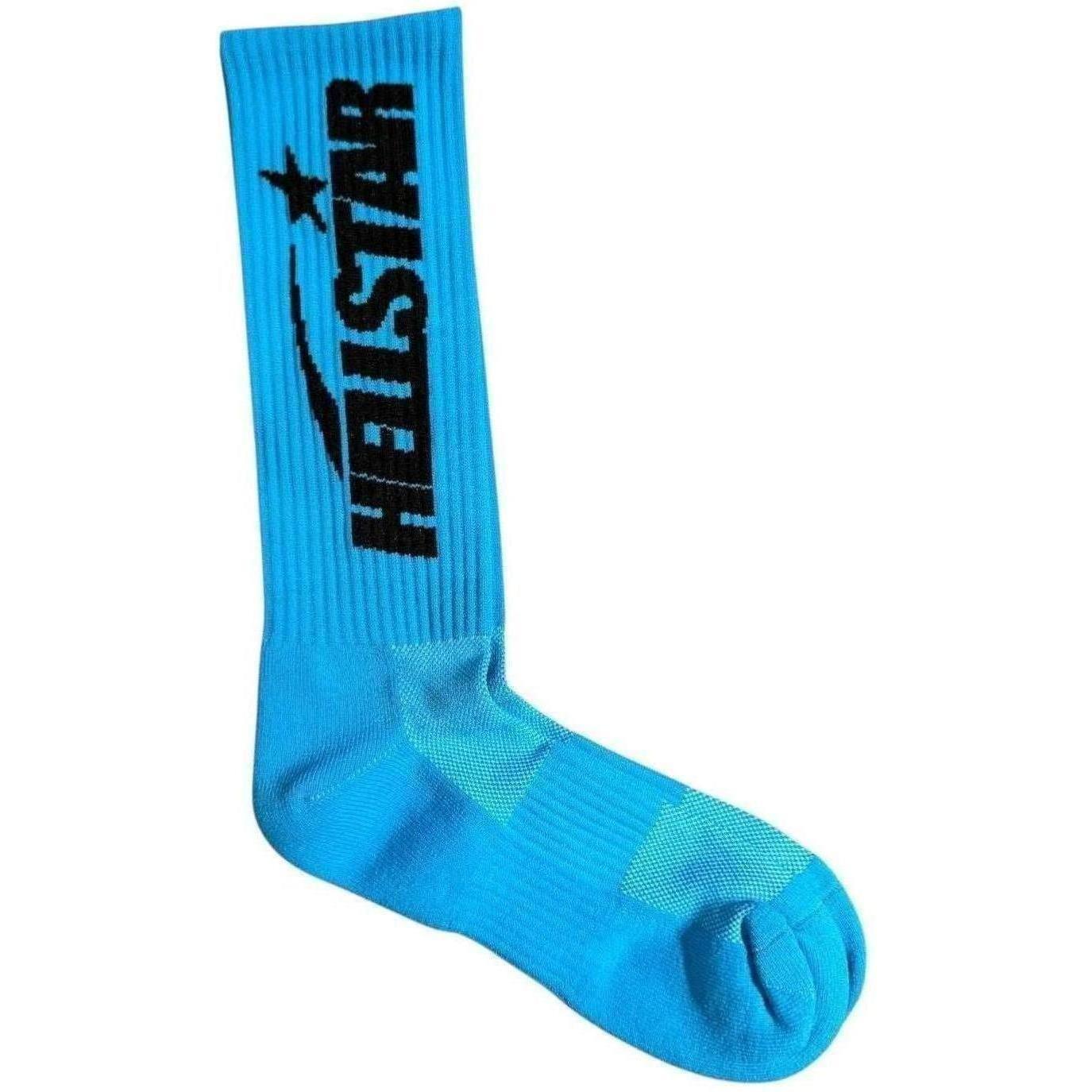 Hellstar Logo Socks Neon Blue