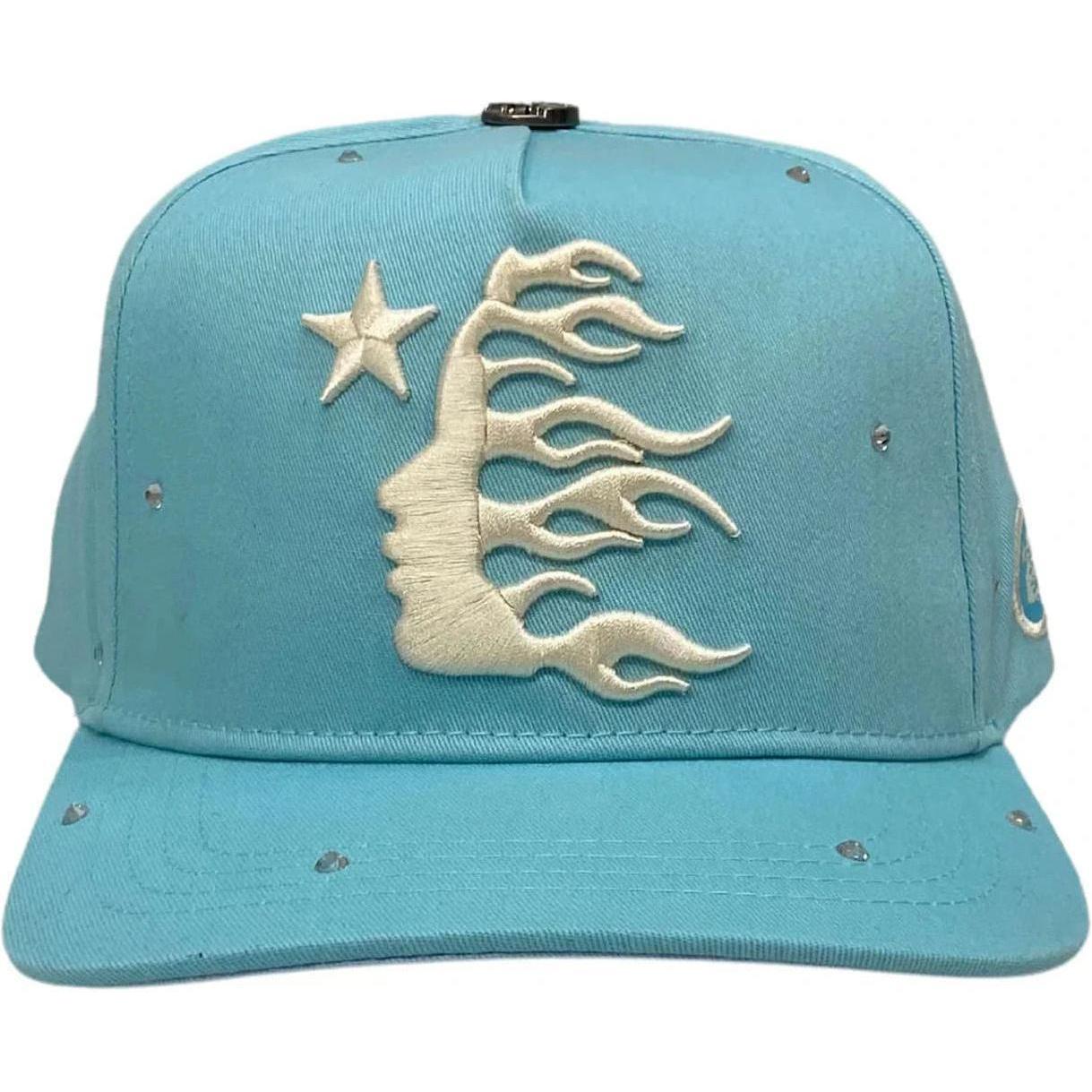 Hellstar OG Logo Rhinestone Snapback Hat Baby Blue