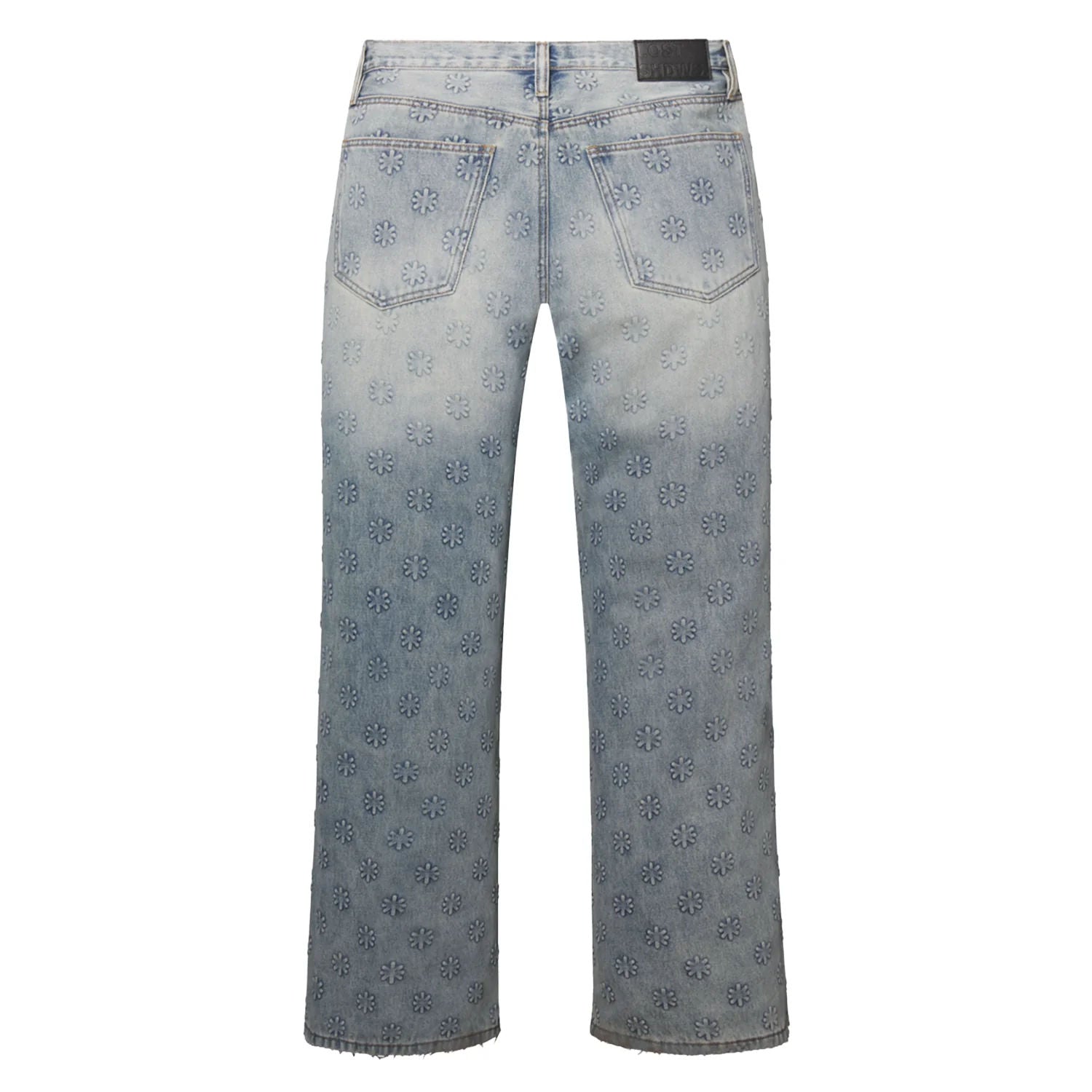 LostShdws Embossed Denim Pants Blue