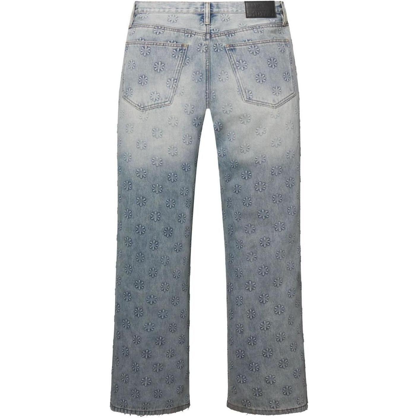 LostShdws Embossed Denim Pants Blue