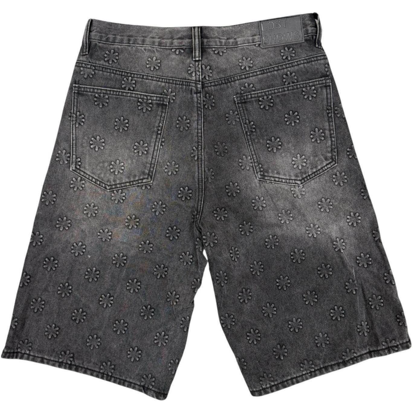 LostShdws Embossed Jean Shorts Black