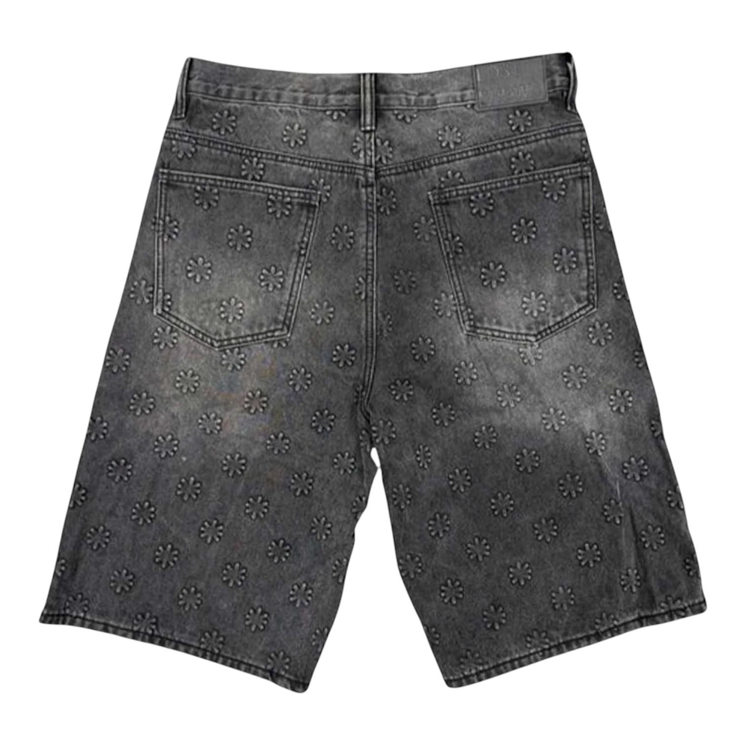 LostShdws Embossed Jean Shorts Black