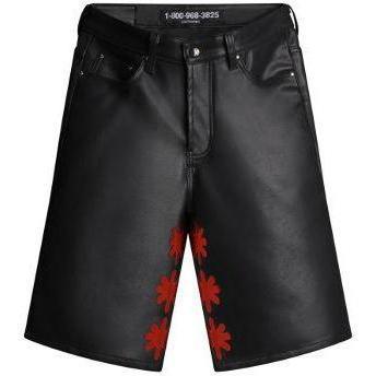 Lostshdws Leather Shorts Black Red