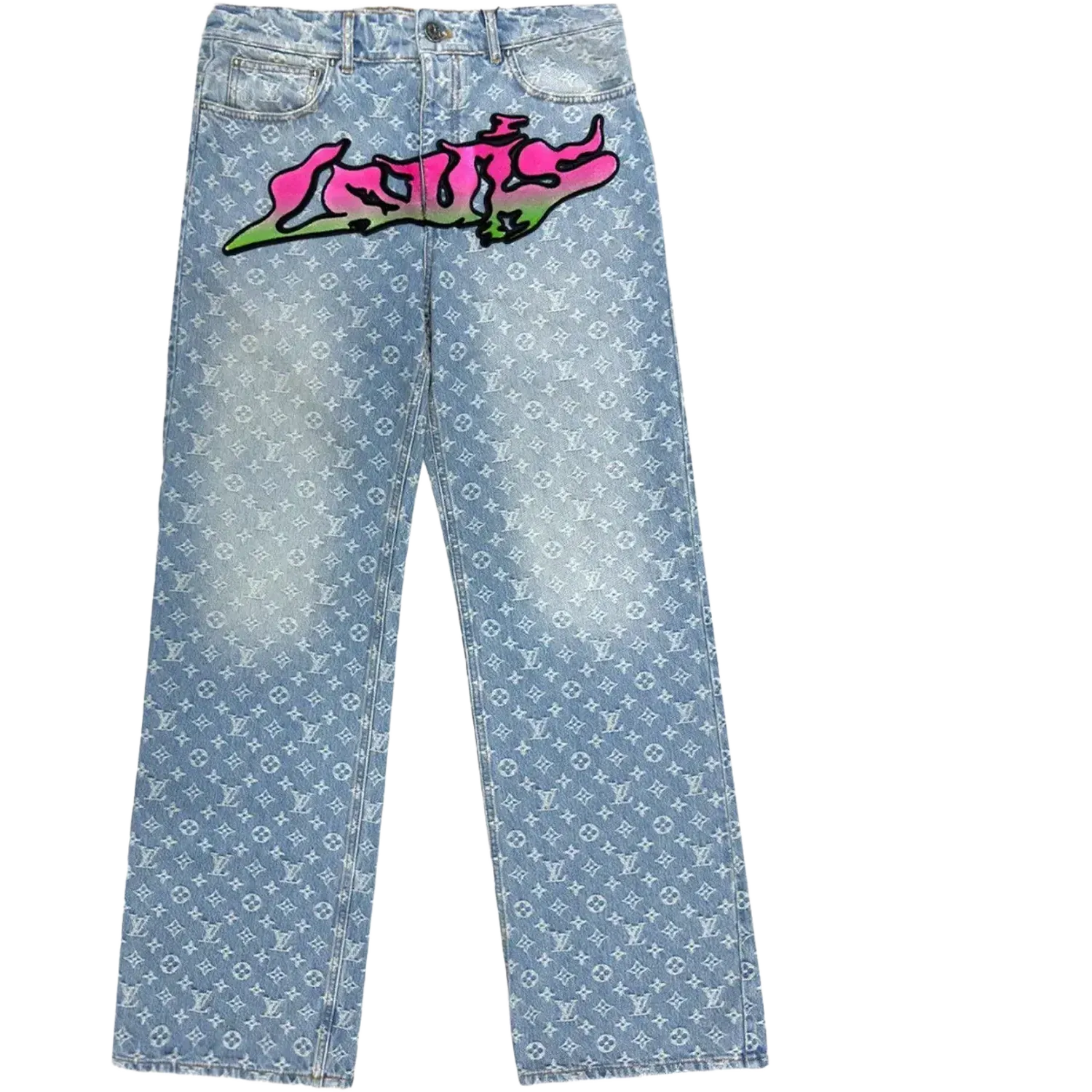 Louis Vuitton Graffiti Virgil Baggy Indigo Denim Jeans