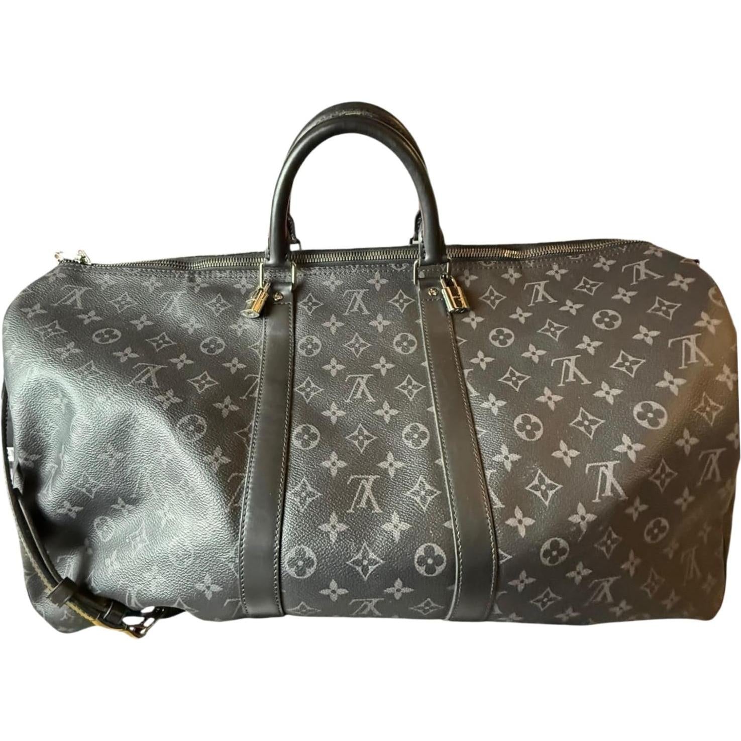 Louis Vuitton Keepall Bandouliere Monogram Eclipse 55 Black/Grey