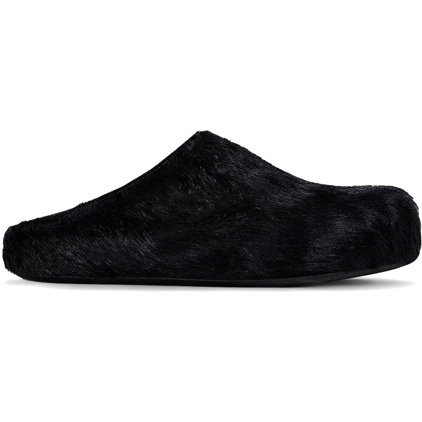 Marni Long Hair Calfskin Fussbett Sabot Mule Black