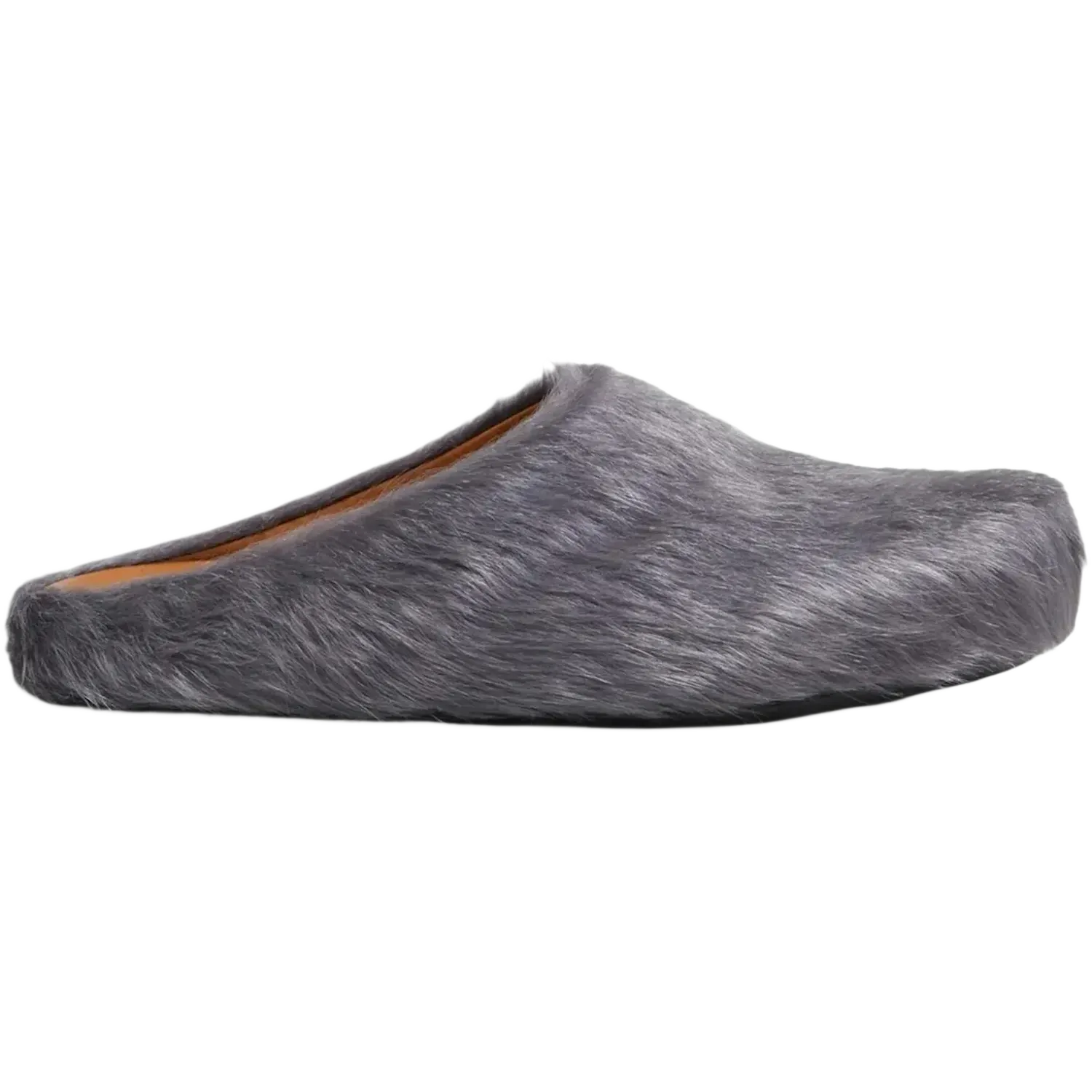 Marni Long Hair Calfskin Fussbett Sabot Mule Grey