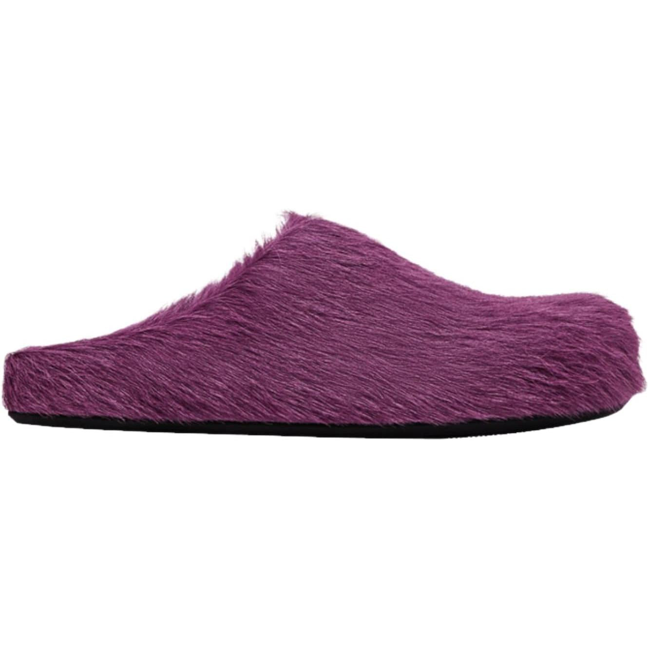 Marni Long Hair Calfskin Fussbett Sabot Mule Lilac