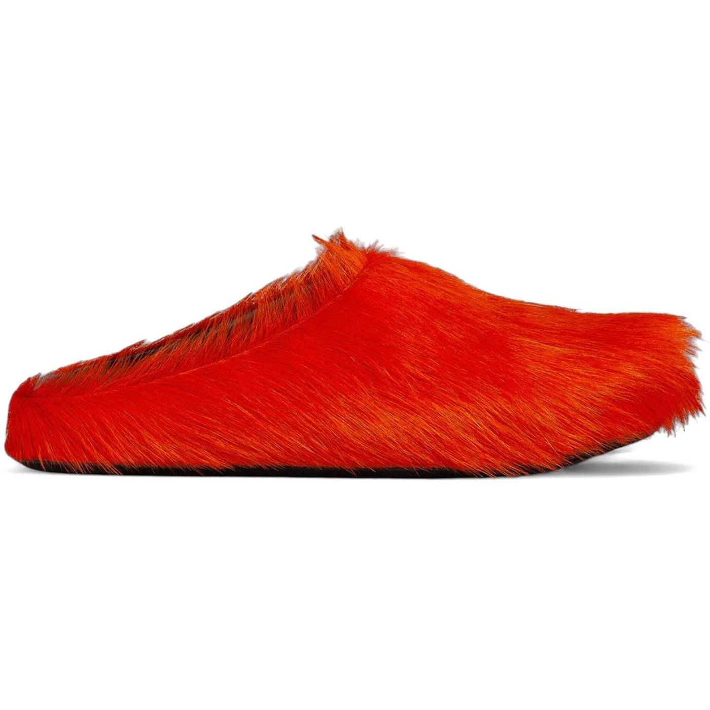 Marni Long Hair Calfskin Fussbett Sabot Mule Orange