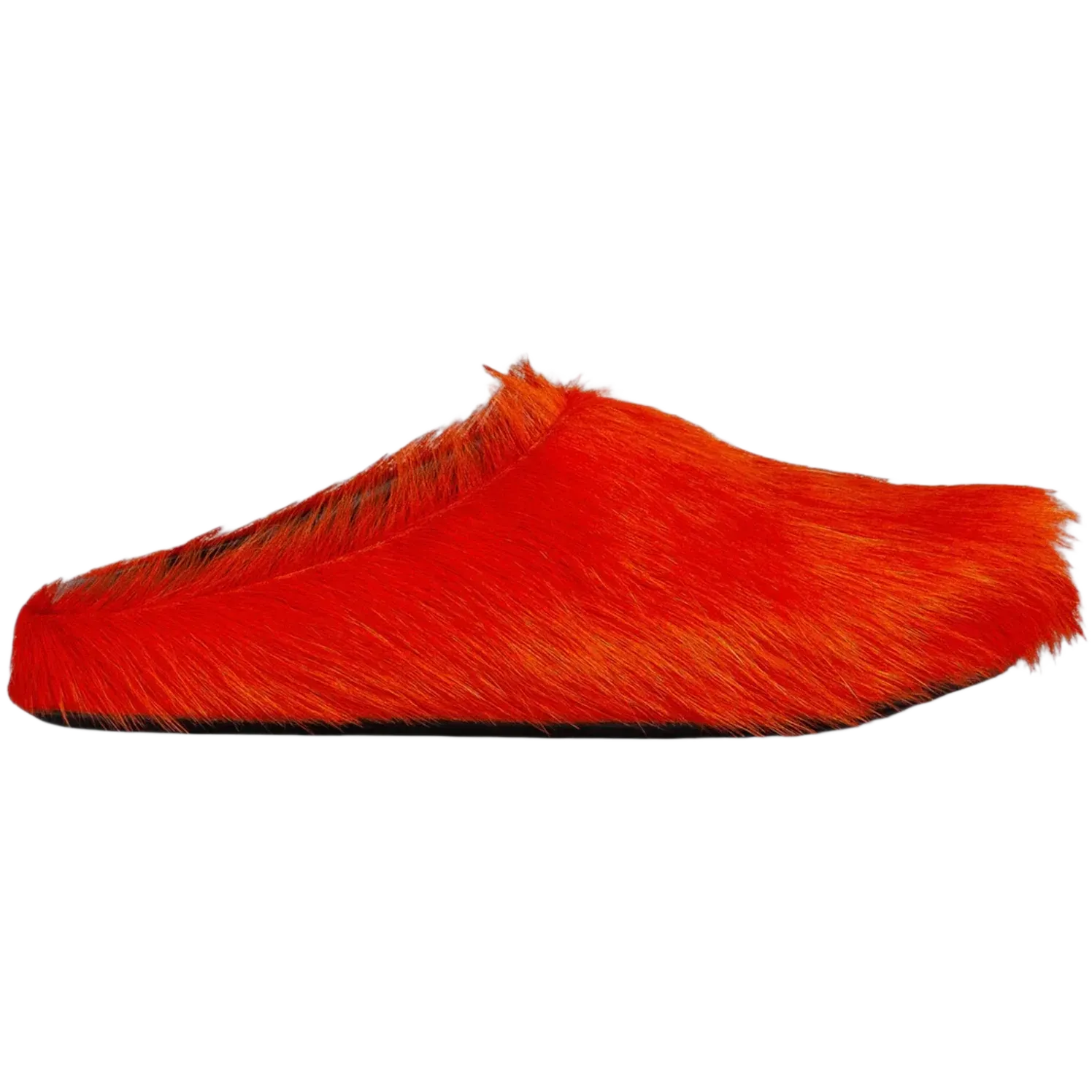 Marni Long Hair Calfskin Fussbett Sabot Mule Orange