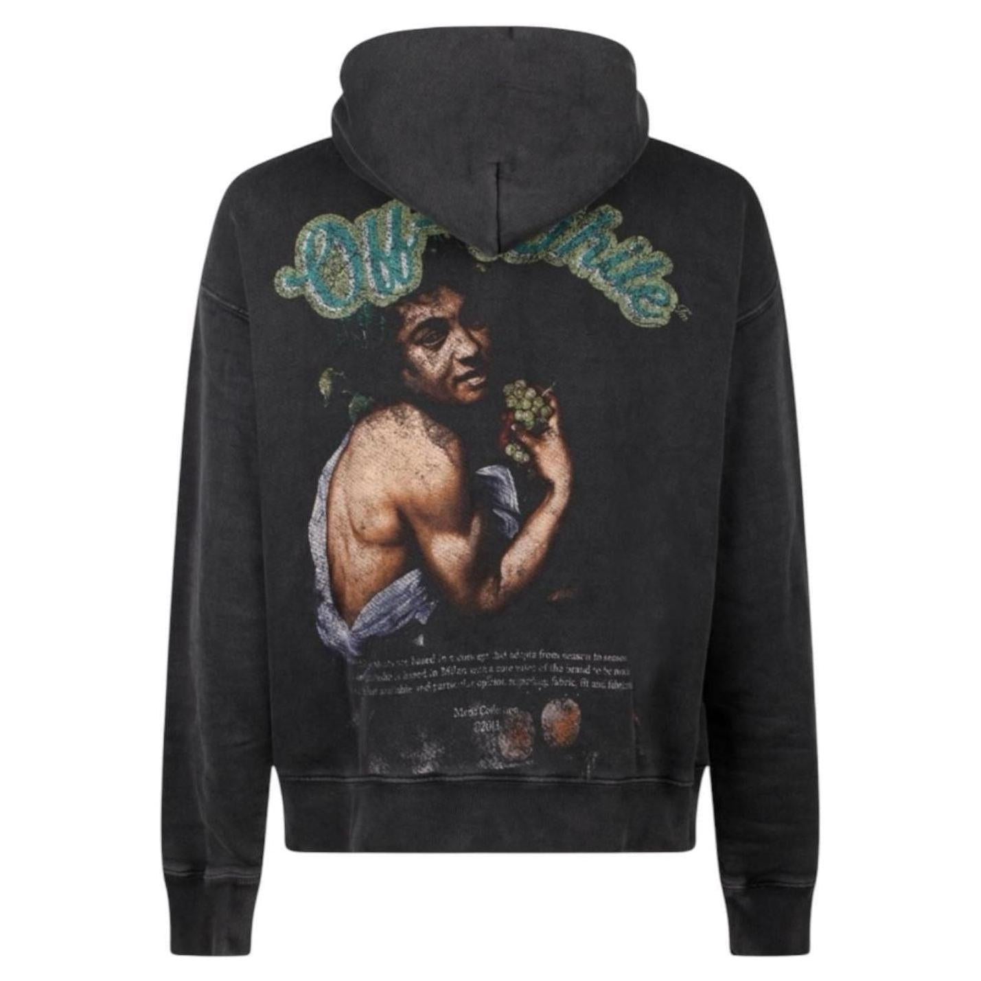 OFF-WHITE Bacchus-Print Cotton Hoodie Black/Multicolor
