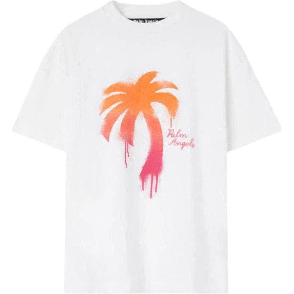 Palm Angels Sprayed Palm Classic T-Shirt White/Fuchsia
