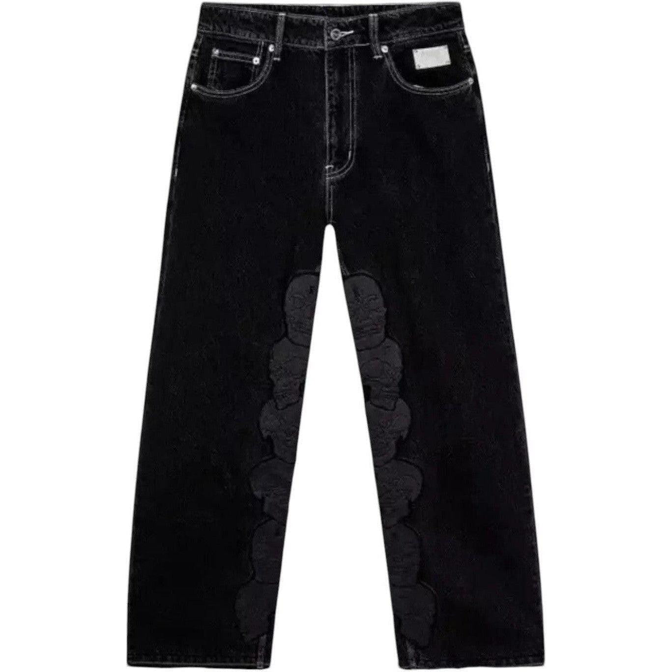Revenge Skull Patch Jeans Black