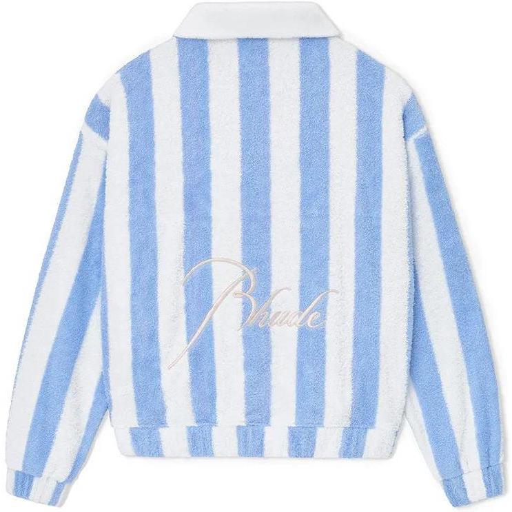 Rhude Striped Loop Terry Polo White Blue