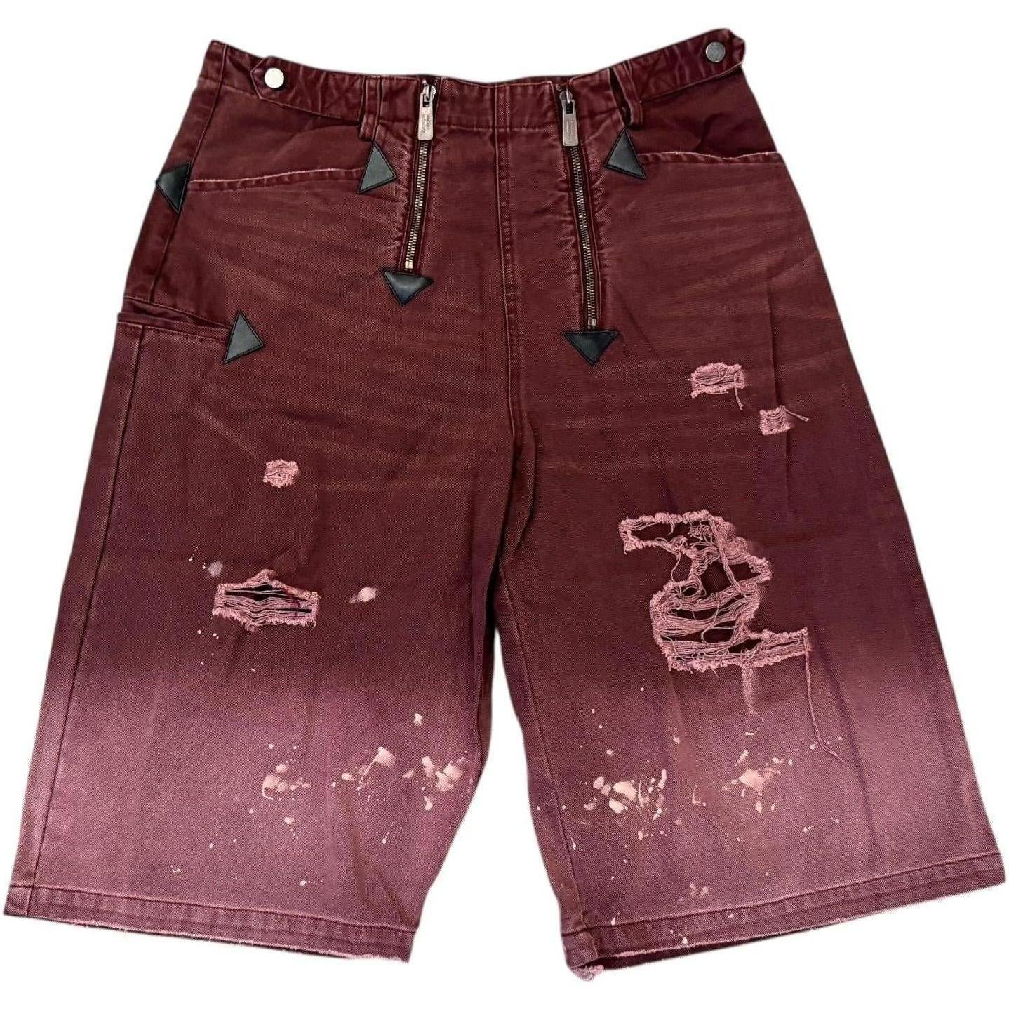 Richill Melancholy Oxblood Distressed Shorts