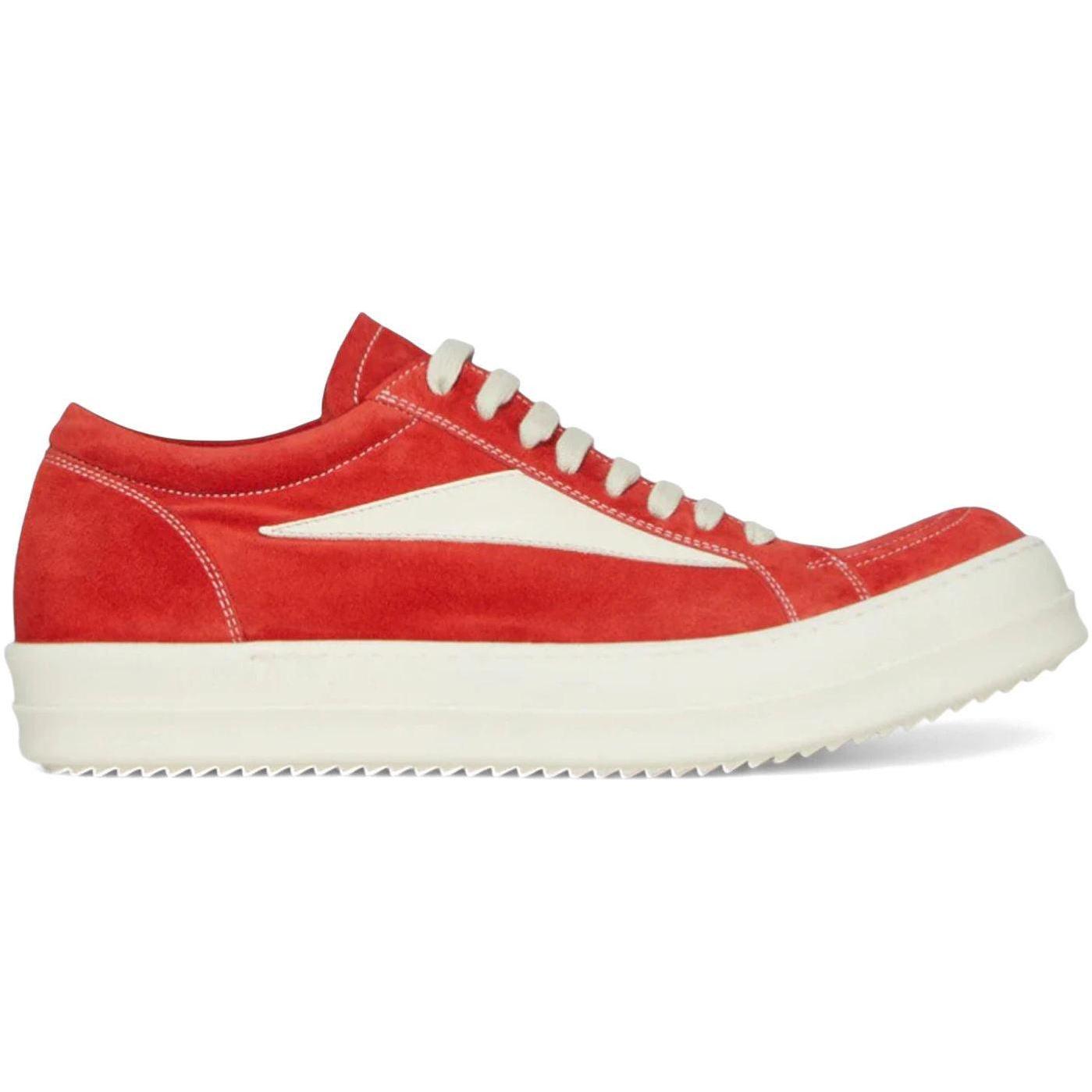 Rick Owens Temple Suede Vintage Low Sneaker Carnelian Milk