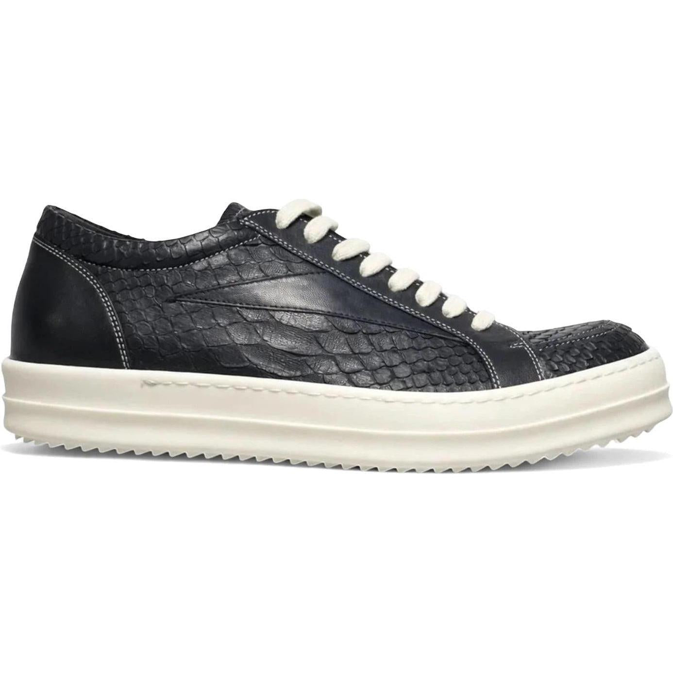Rick Owens Vintage Low Sneaker Embossed Python Black Milk