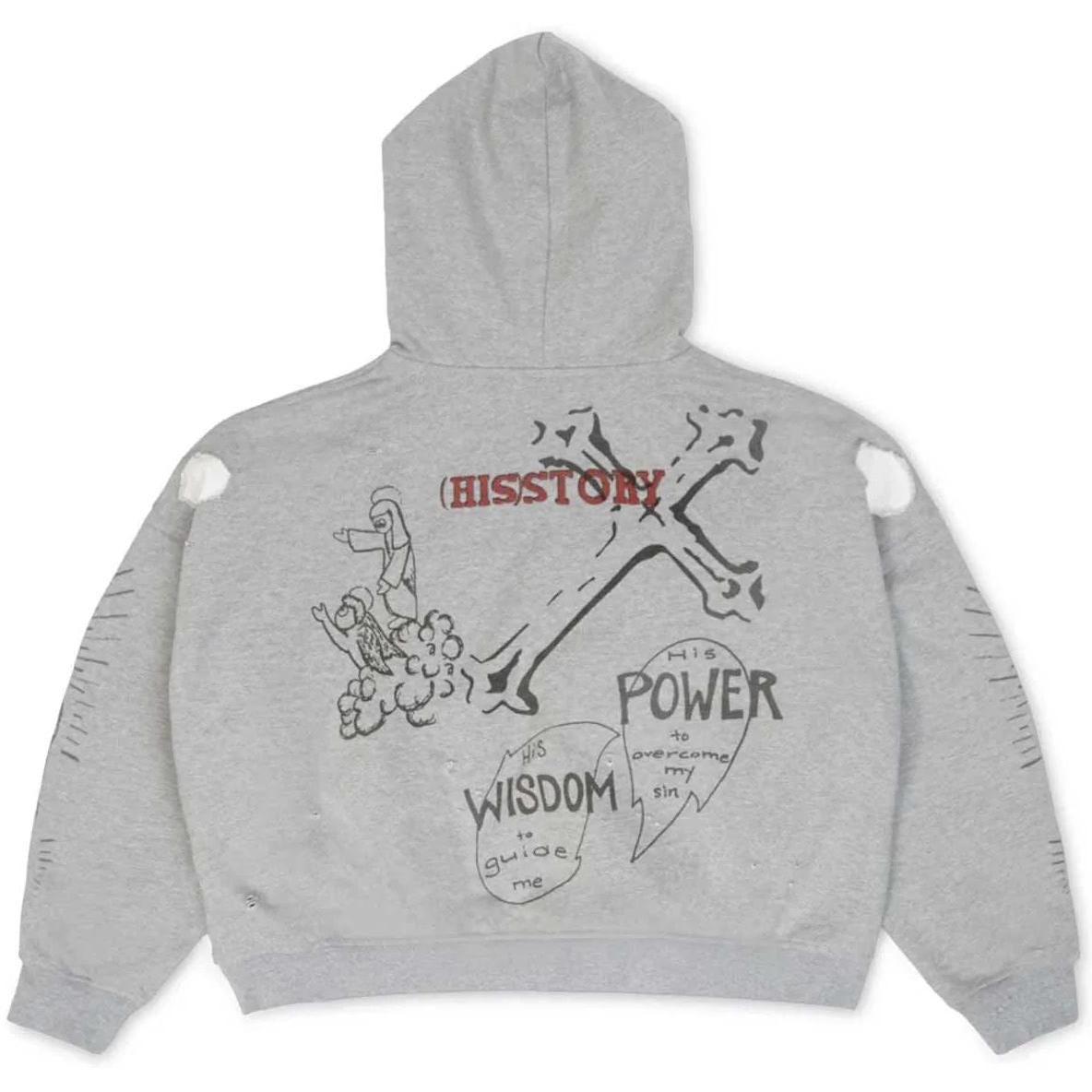 Righteous 3:16 Distressed Hoodie Grey