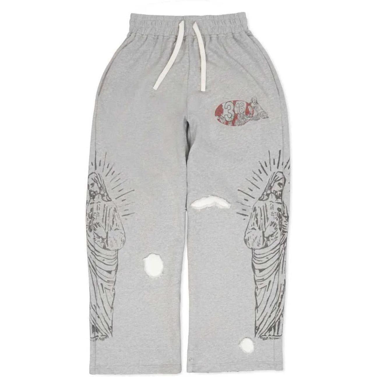 Righteous 3:16 Distressed Sweatpants Grey