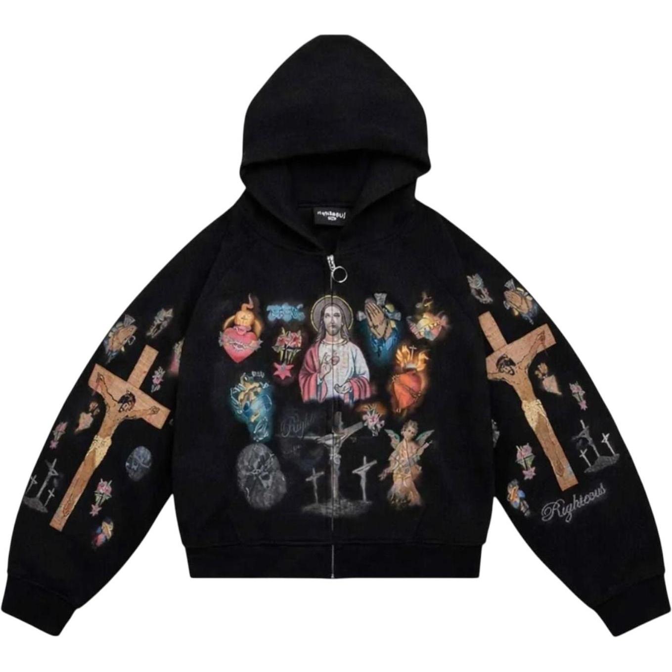 Righteous Ultimate Sacrifice Thermal Zip Up Hoodie Black