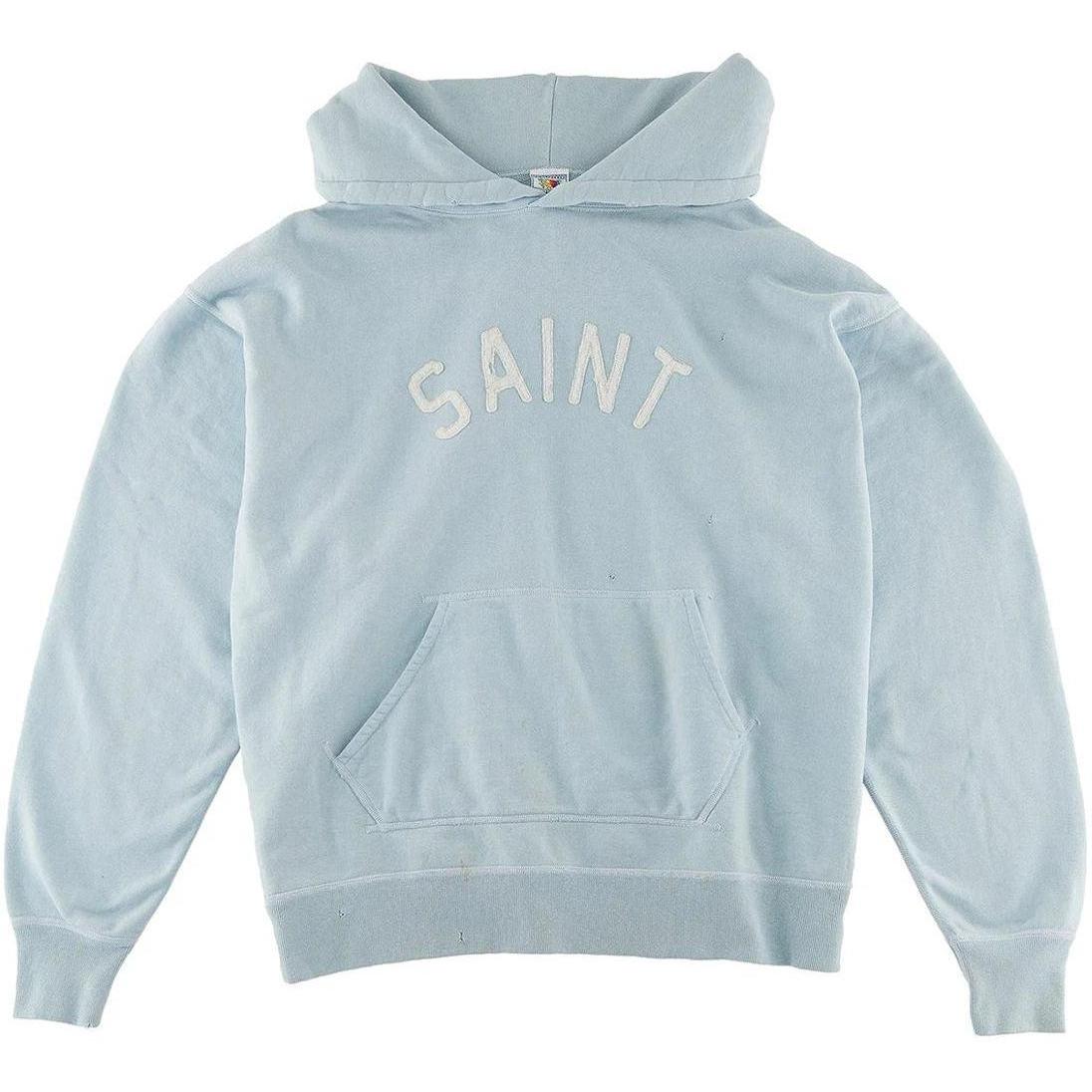 Saint Mxxxxxx Felt Hoodie Vintage Blue