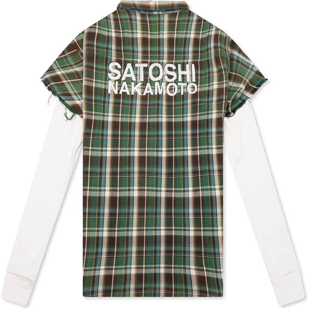 Satoshi Nakamoto Bender Cut Off Flannel Green Plaid