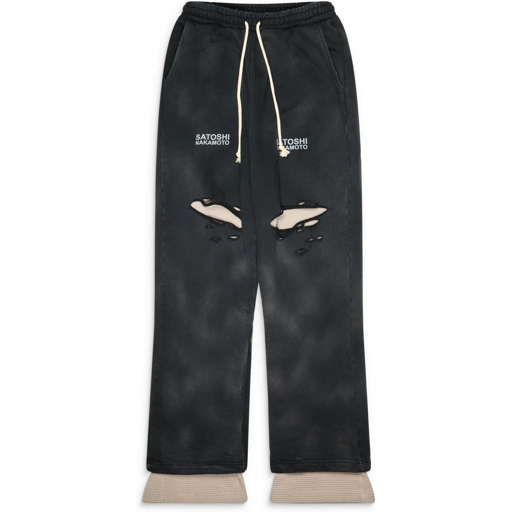 Satoshi Nakamoto Holy Ghost Layered Thermal Sweatpants Black