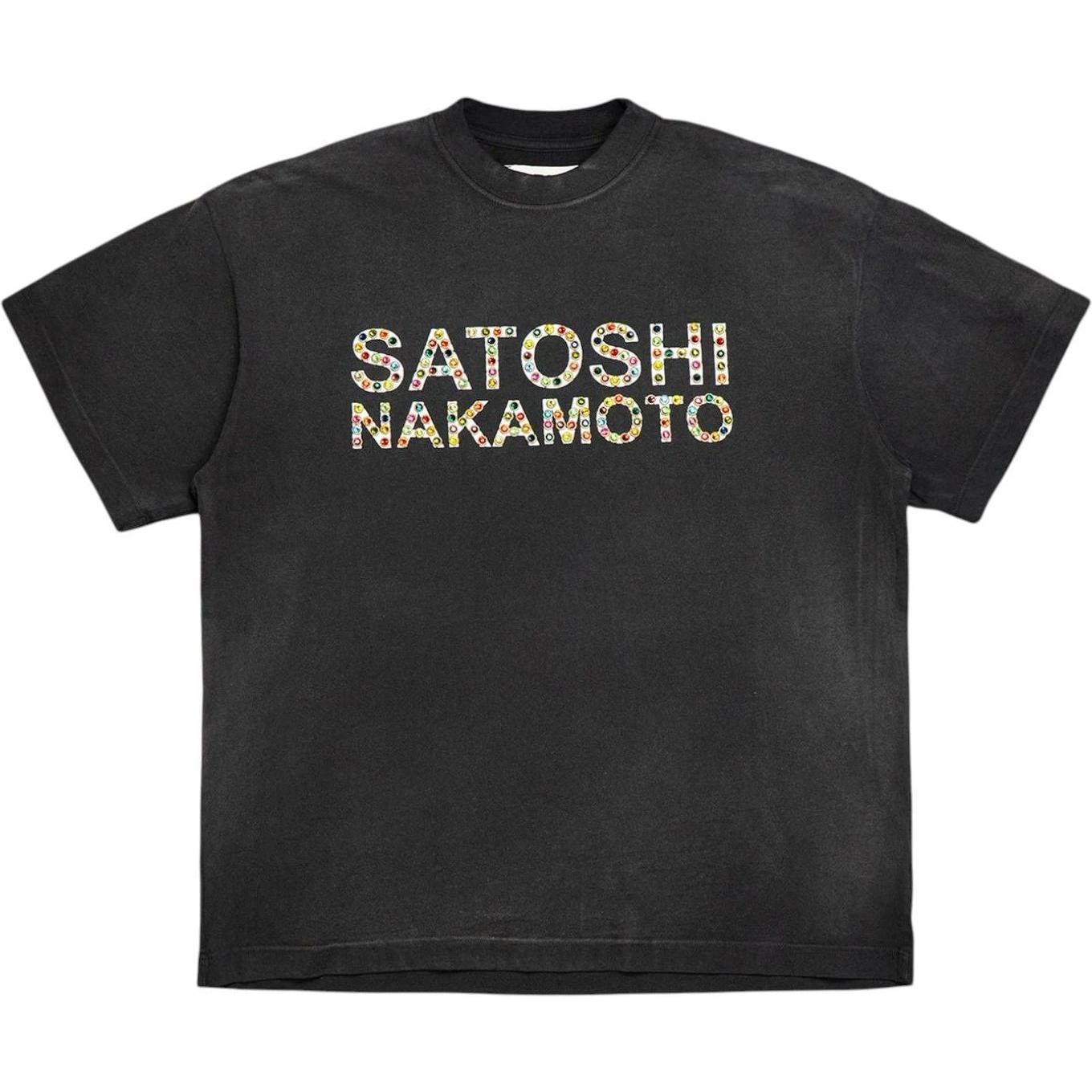 Satoshi Nakamoto Studded Logo Tee Black