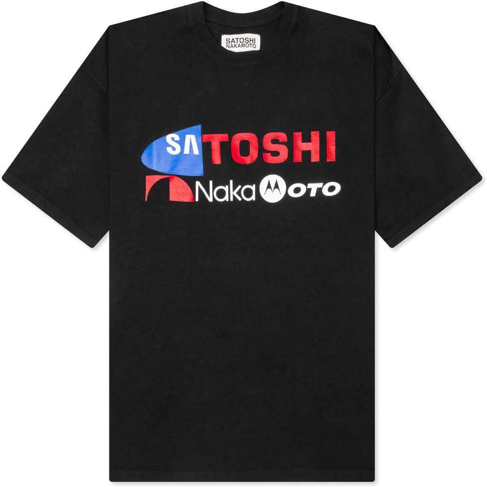 SATOSHI NAKAMOTO 企業ロゴサンプリング 半袖 Tシャツ メンズ Satoshi Nakamoto Tech Giants T-Shirt Black