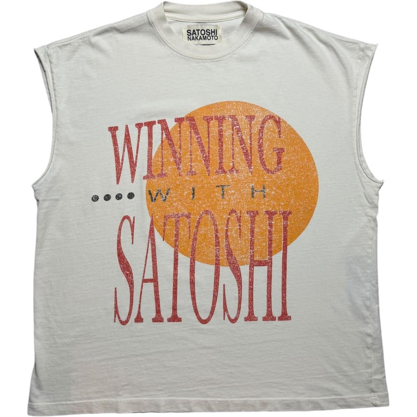 Satoshi Nakamoto Winning With Sleeveless T-Shirt
