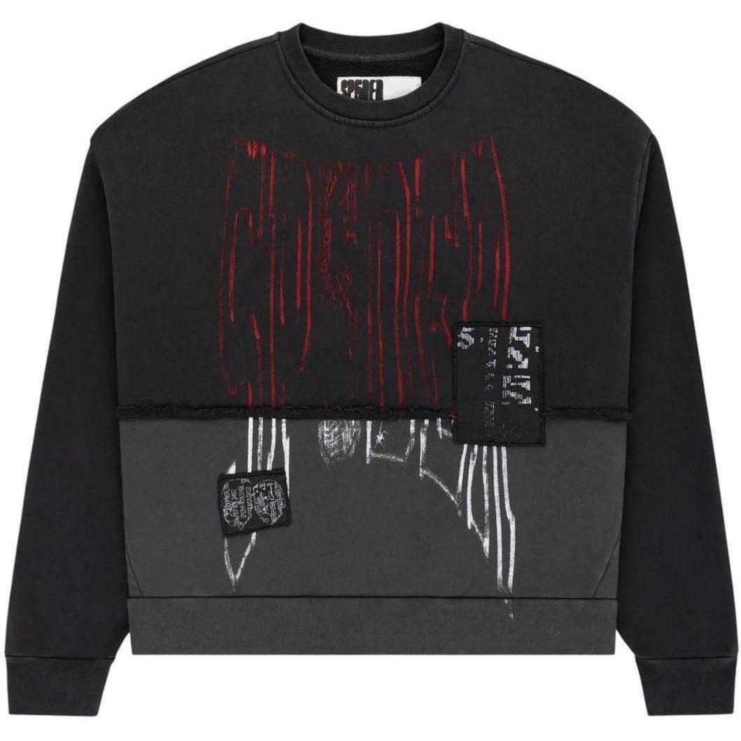 Sp5der Diffused Collegiate Crewneck Black