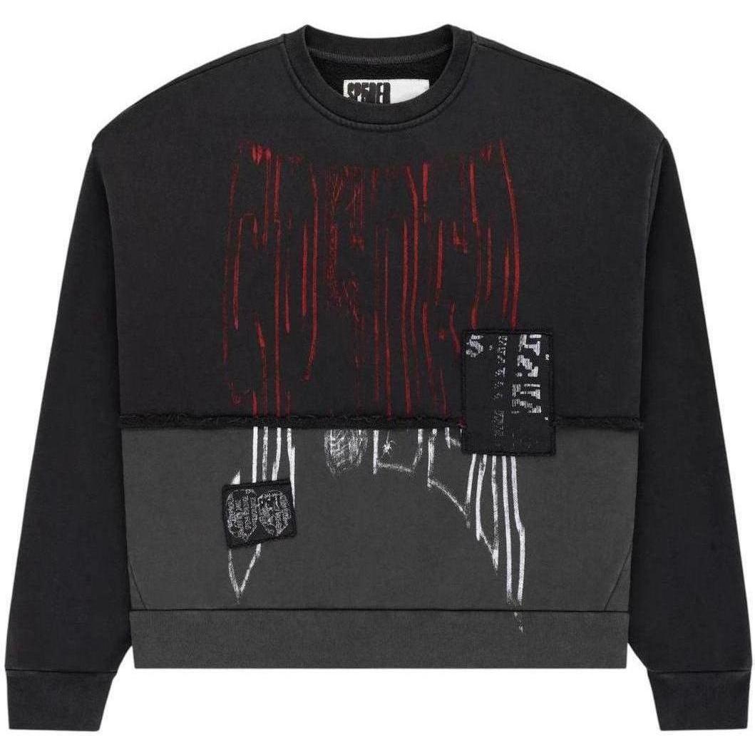 Sp5der Diffused Collegiate Crewneck Black