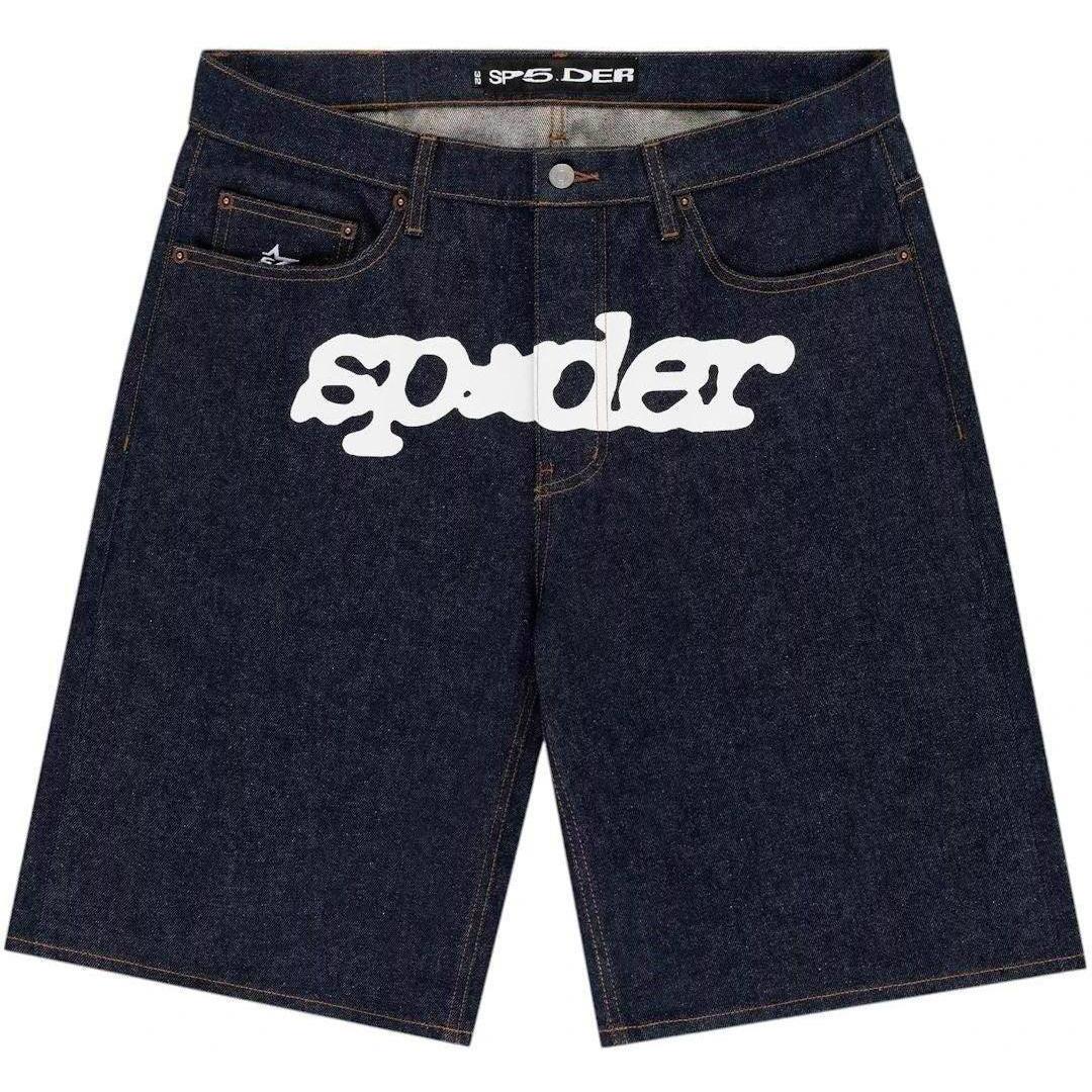 Sp5der V3 Logo Denim Short Indigo