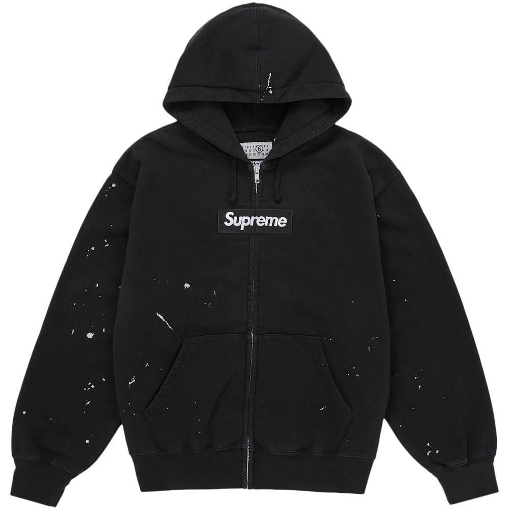 Supreme MM6 Maison Margiela Box Logo Zip Up Hooded Sweatshirt Black