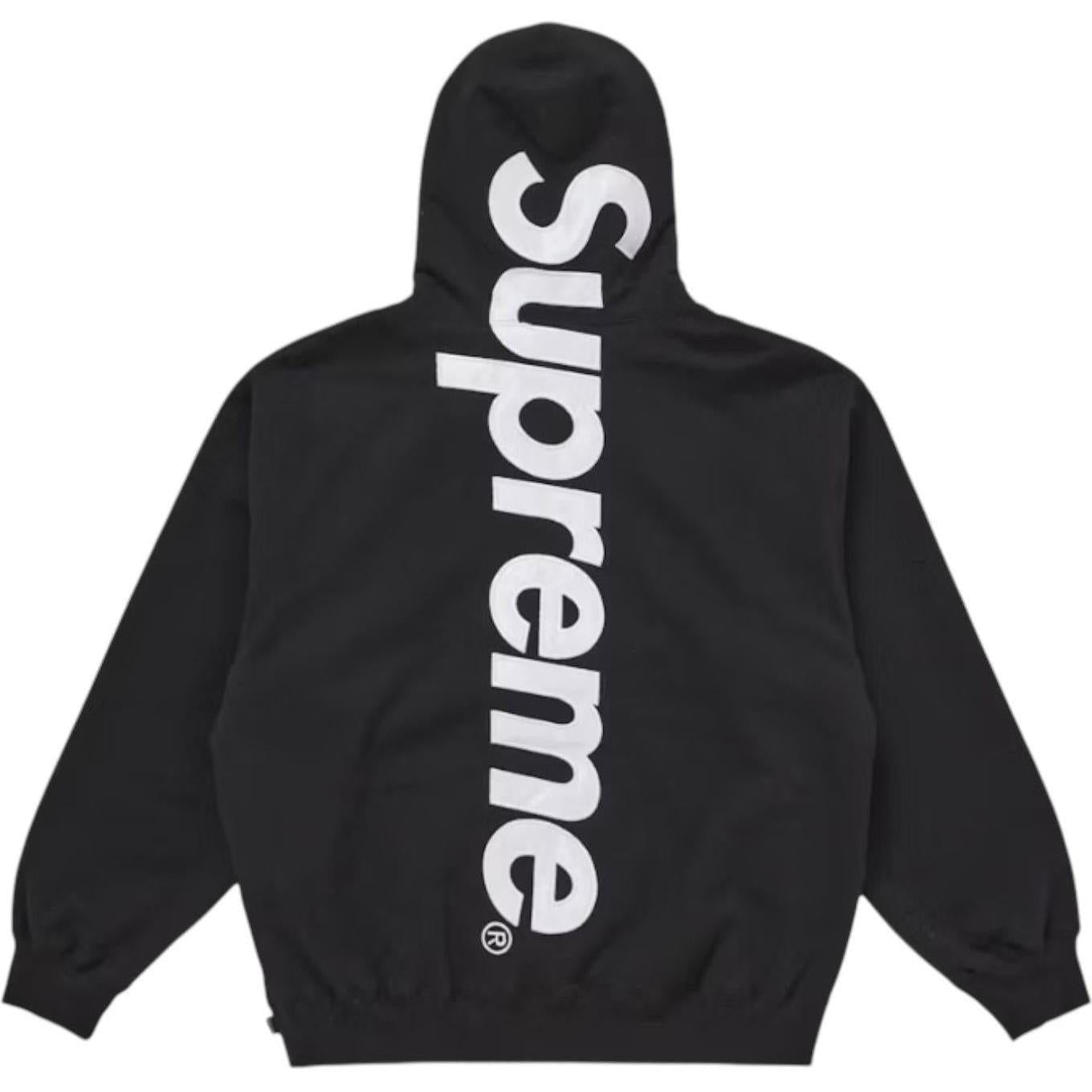 Supreme Satin Appliqué Hooded Sweatshirt (FW25) Black
