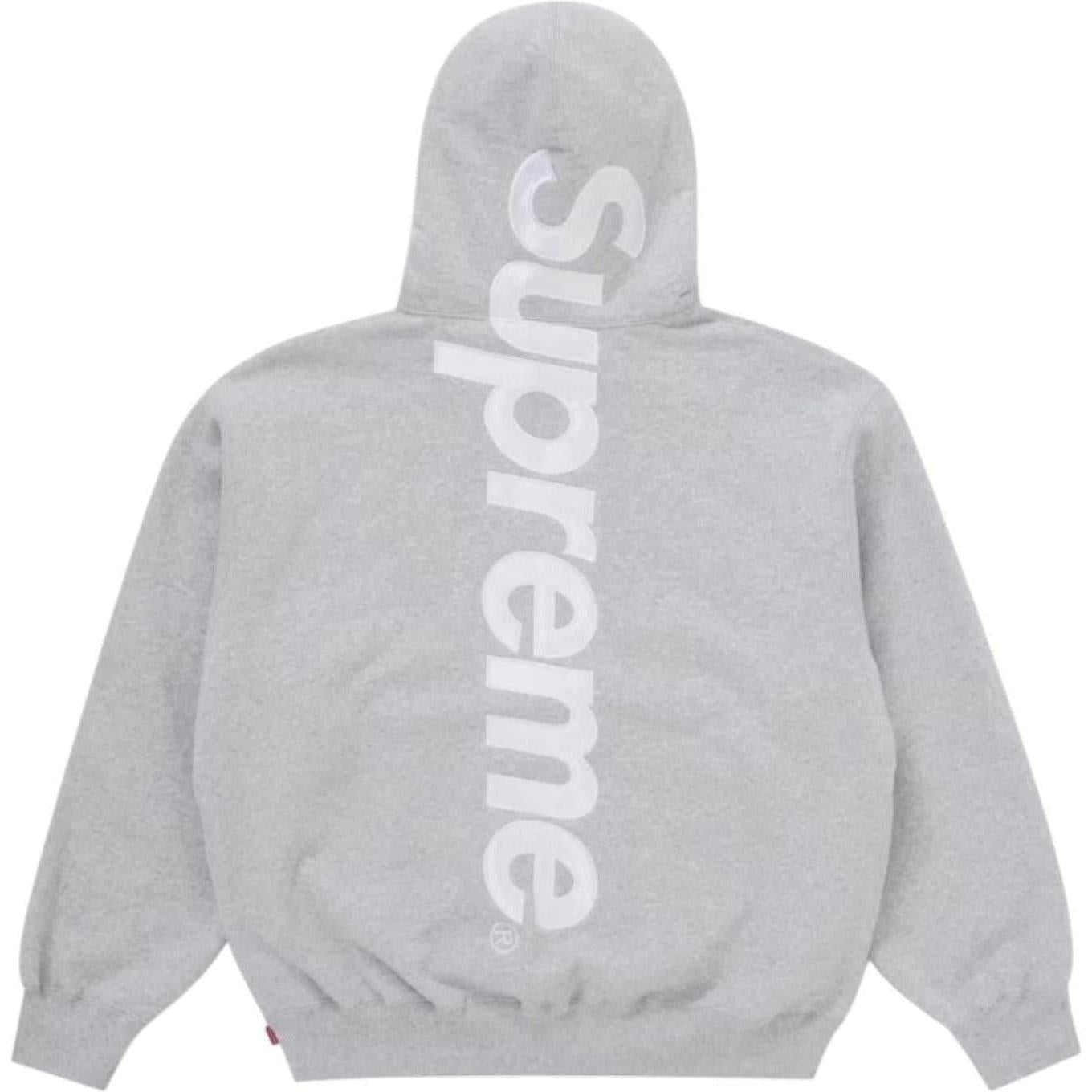 Supreme Satin Appliqué Hooded Sweatshirt (FW25) Heather Grey