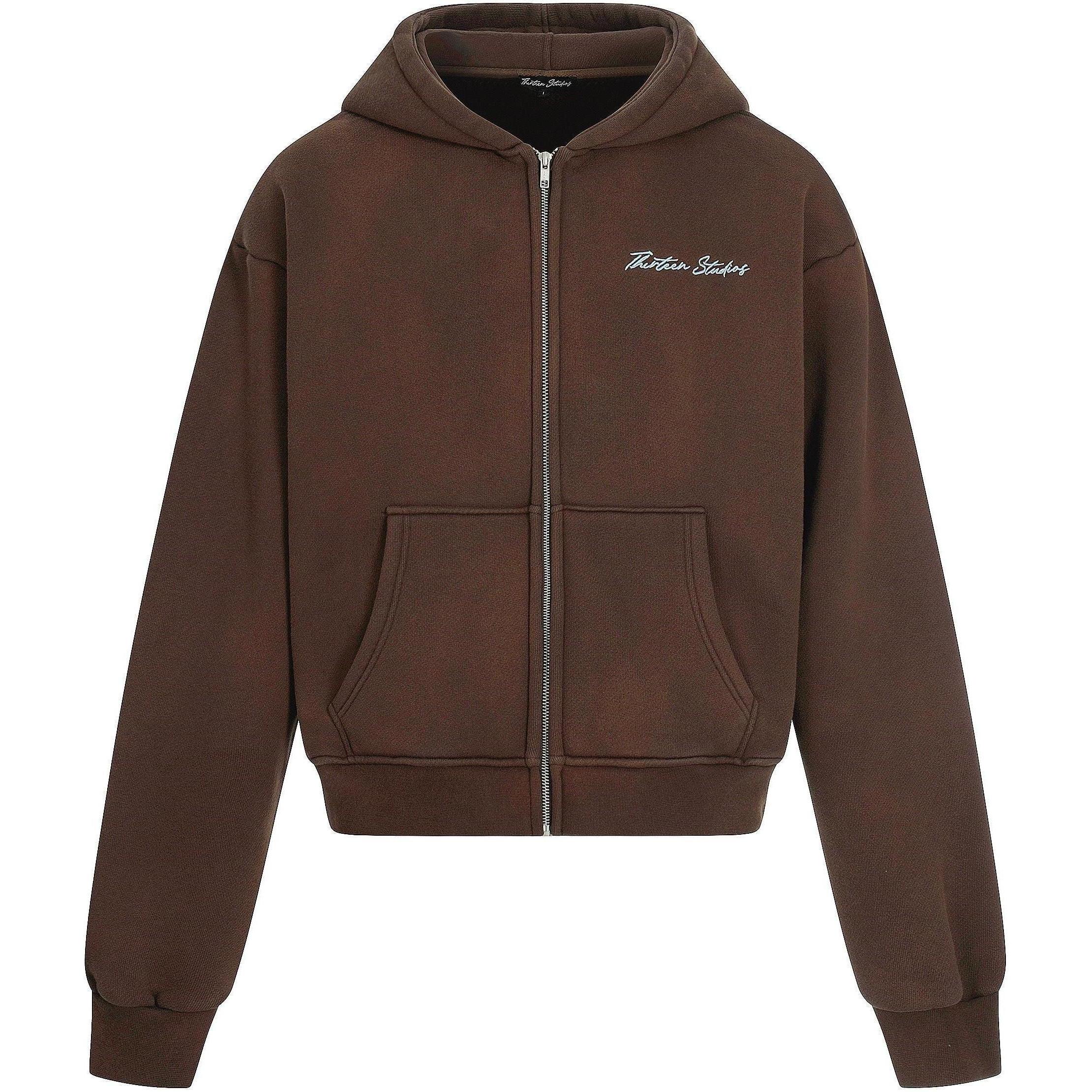 Thirteen Studios Zip Up Hoodie Washed Brown