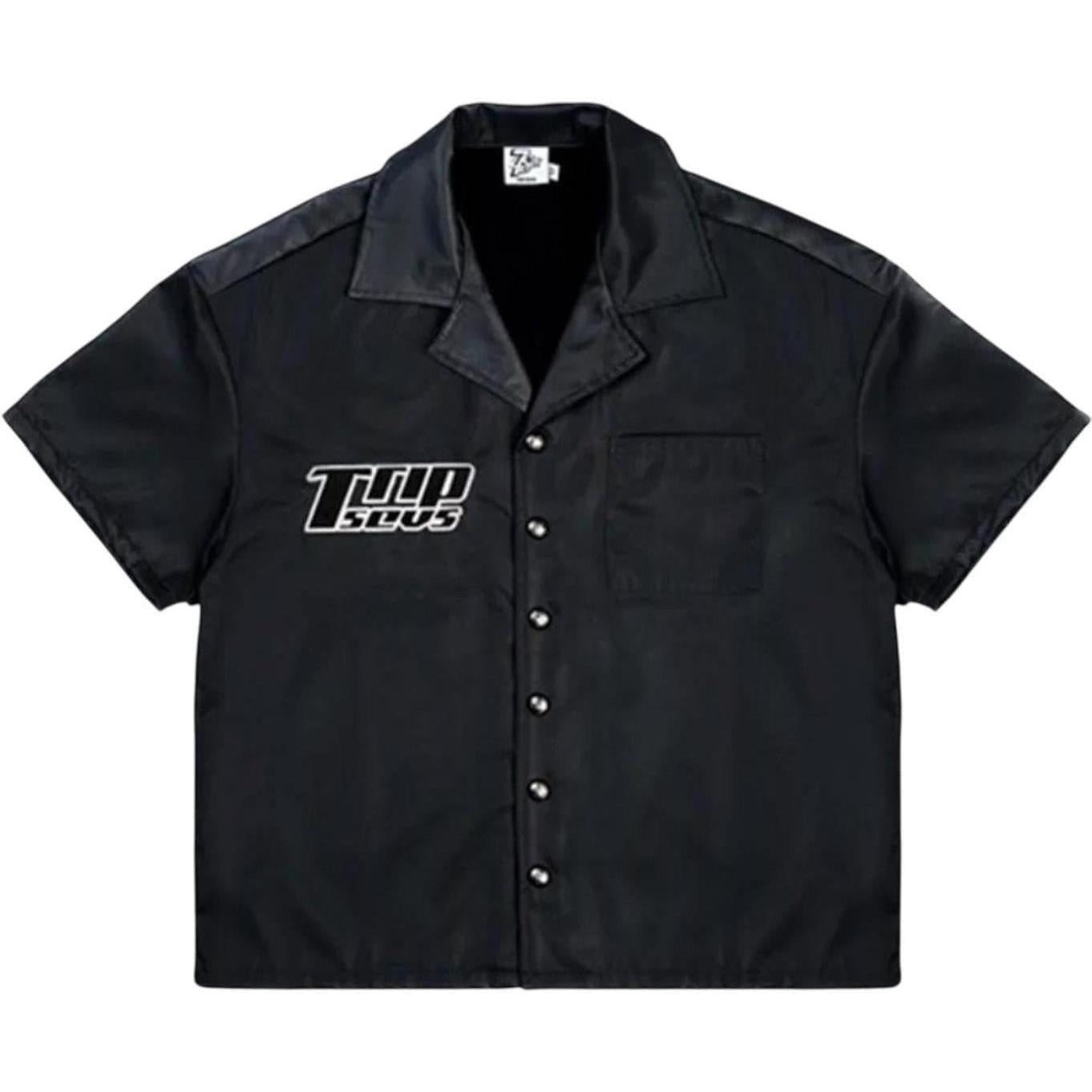 Triple Sevens Nylon Button Up Shirt Black